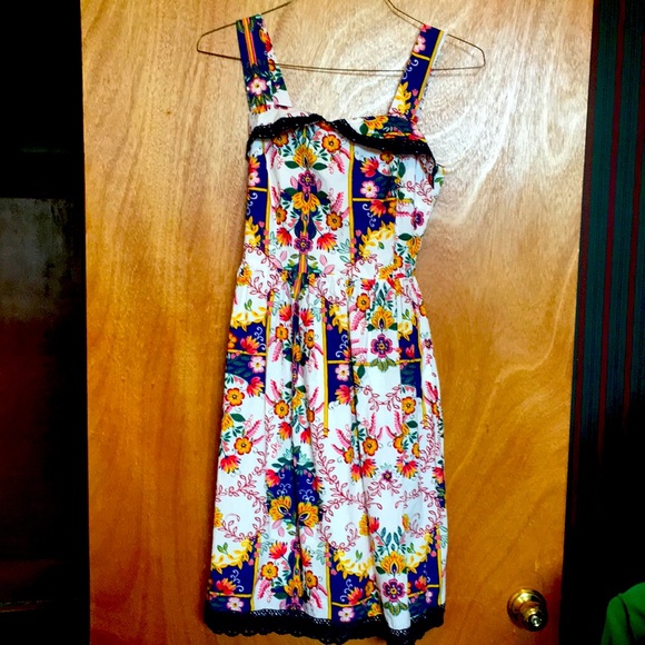 Modcloth Dresses & Skirts - Yumi ModCloth Multicolor Floral Cotton Summer Sundress NWT Small/4 -UK size 8